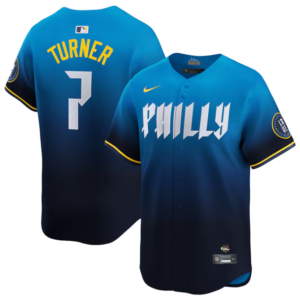 Men's Philadelphia Phillies Trea Turner Blue 2024 City Connect Jersey