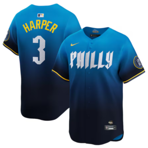 Men's Philadelphia Phillies Bryce Harper Blue 2024 City Connect Jersey