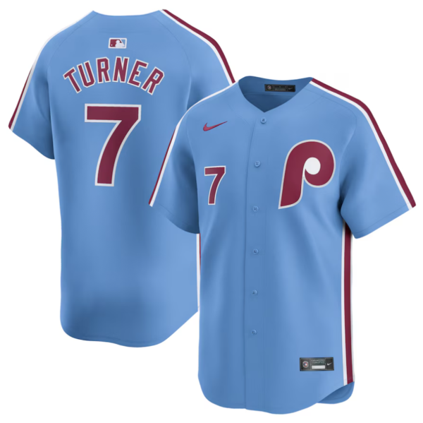 Men's Philadelphia Phillies Trea Turner Light Blue Jersey