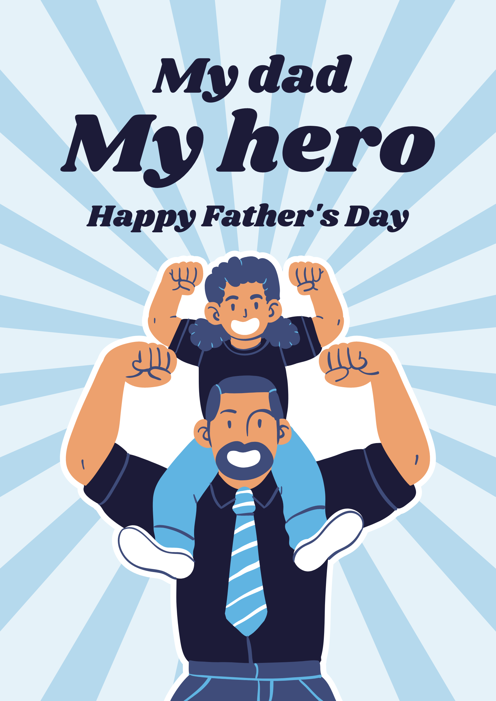 Blue Illustrative Fathers Day Greeting Poster